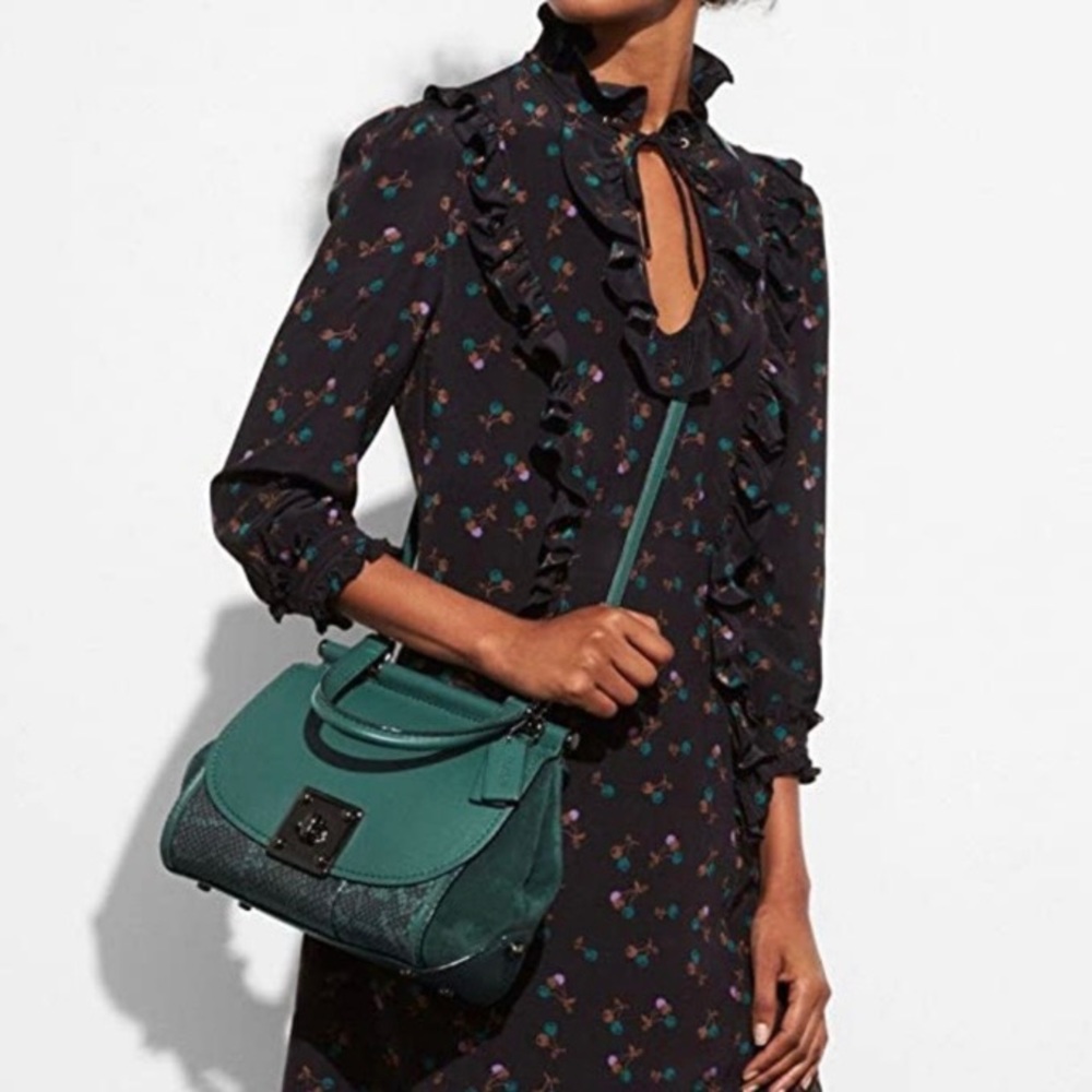 COACH 12086 Green Drifter Snakeskin Top Handle Crossbody Shoulder Bag - Picture 3 of 16